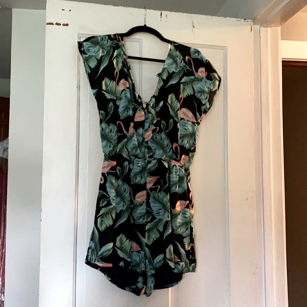 Tropical Flamingo Jungle Romper